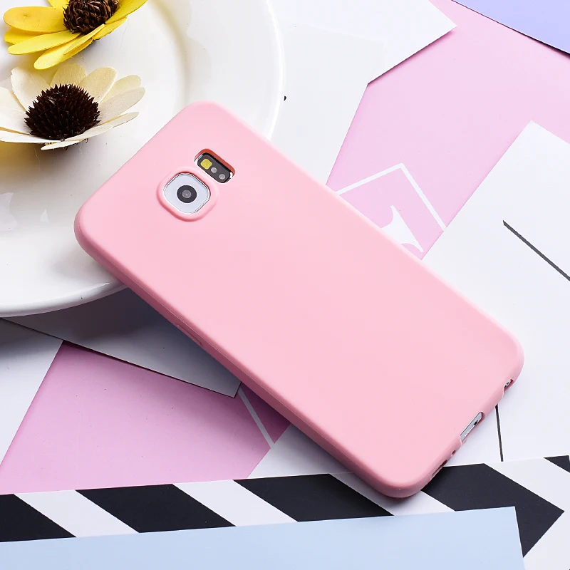Pink Мягкий ТПУ чехол Yokata для samsung Galaxy S5 S6 S7 Edge силиконовый чехол для samsung S8 S9 Plus карамельный цвет милый резиновый чехол для девочки - Цвет: Pink
