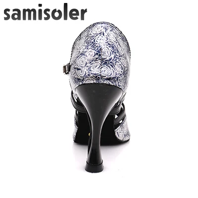 Samisoler/Блестящая обувь с вырезами; женская обувь для латинских танцев; Танцевальная обувь для танго, джаза; обувь для сальсы, бальных танцев; модная обувь для танцев 5-10 см - Цвет: heel 8.5cm