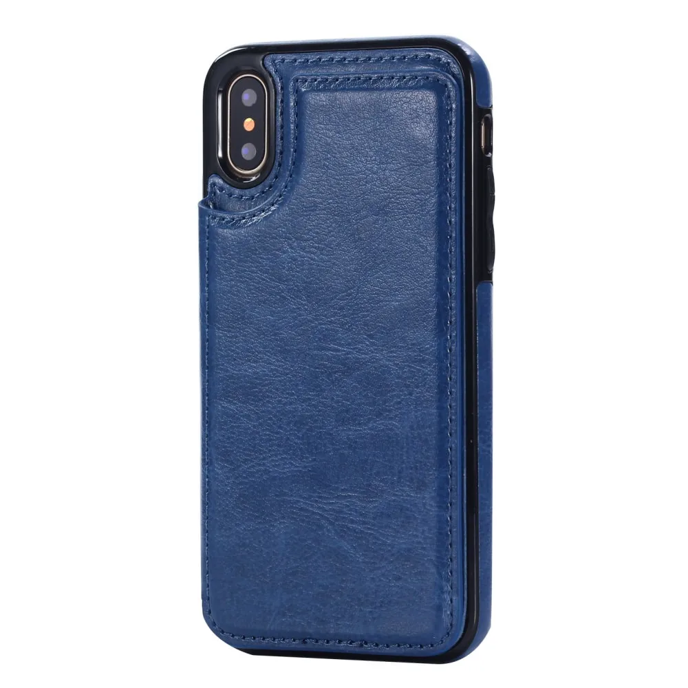 L-FADNUT чехол-кошелек с отделением для визиток для iPhone Xr X Xs Max, роскошный элегантный кожаный чехол-подставка для iPhone 7, 8, 6 S, 6 Plus - Цвет: Blue