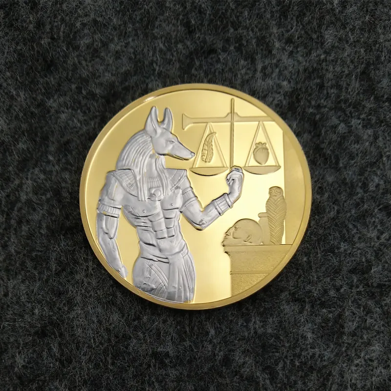Египетские Anubis золотые 40 мм пирамиды коллекционные монеты туристический подарок