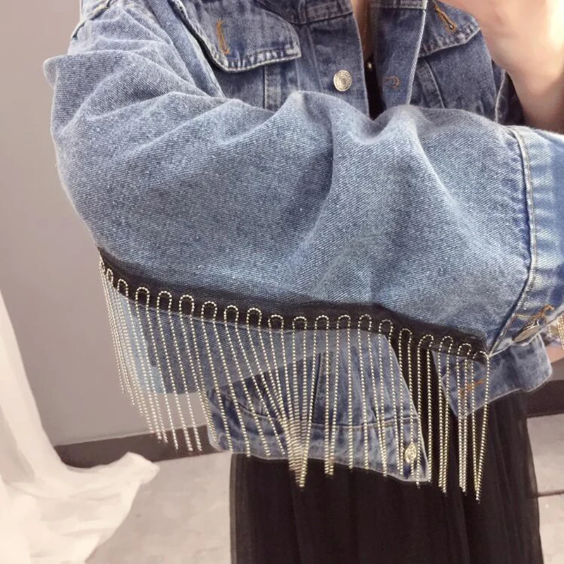 

High Quality Denim Jackets 2019 Spring autumn Harajuku New tassel Women Jeans Short Coat Bat sleeve Loose Casual Women Jackets