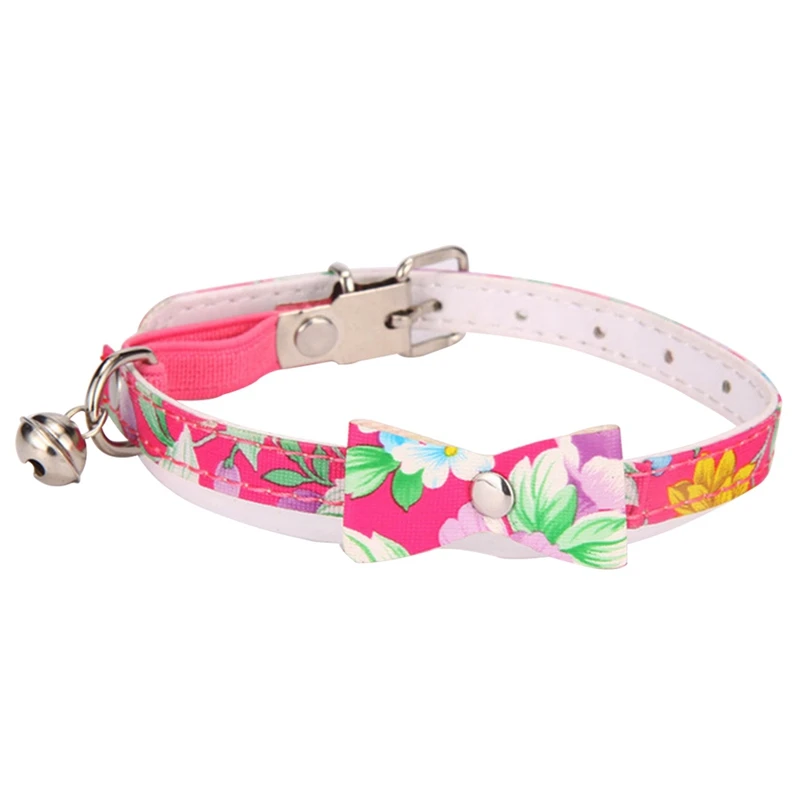 pink Ошейник для кошек из искусственной кожи для маленьких кошек товары для домашних животных в ошейники для кошек и щенков регулируемые - Цвет: pink