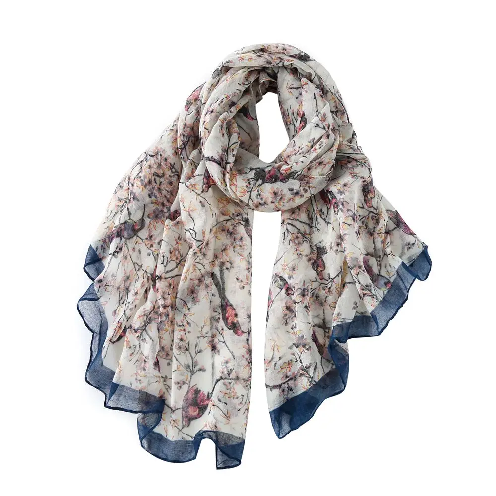 2019 модная женская длинная шаль теплая с цветочным принтом элегантный шарф