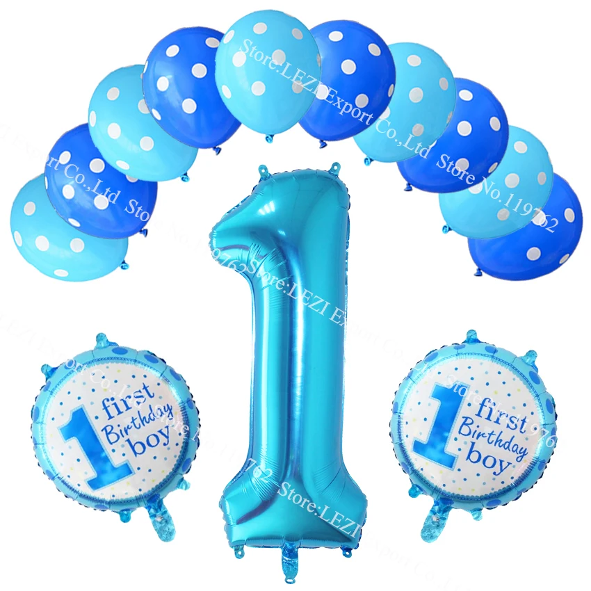 CHLEZI Новые 13 шт./лот цифровой 1 + 12 дюймов в горошек латексные шары на день рождения