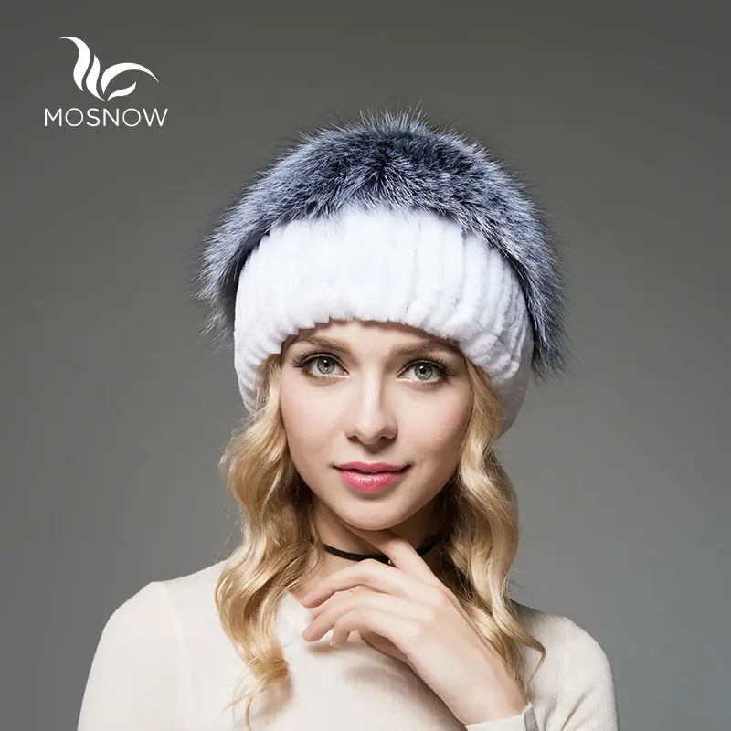 Модные женские меховые шапочки реального меха кролика рекса Шапки с полосой