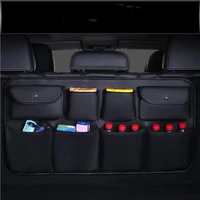 high quality leather car rear seat back storage bag multi pocket car trunk organizer auto stowing tidying interior accessories