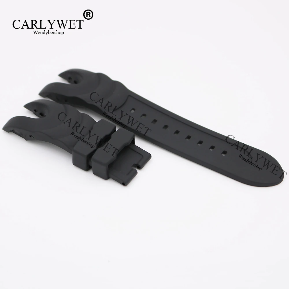 Ремешок для часов CARLYWET черный 26 мм водонепроницаемый резиновый запасной особый