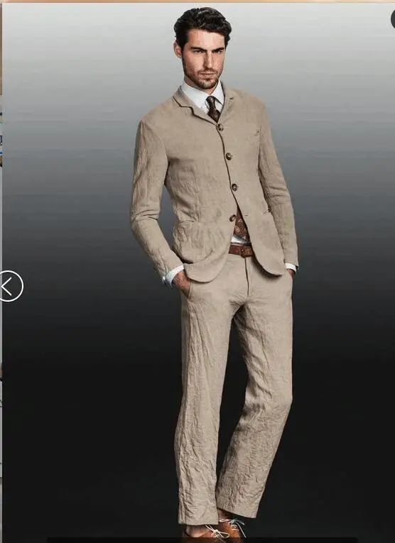 Новинка 2017 дизайнерский пиджак и брюки бежевый хаки льняной повседневный