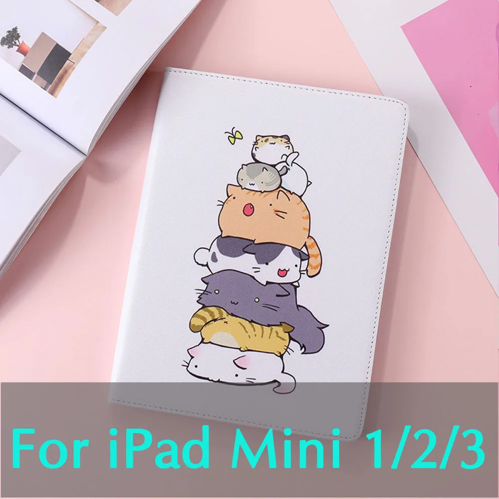 Чехлы для iPad Pro 9,7 Pro 10,5 Mini 4 3 2 1 противоударный милый мультяшный защитный Тоторо Модный чехол держатель Подставка для планшета ST17 - Цвет: Cat mini123