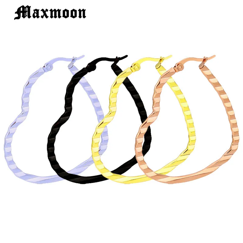 Модные Простые Стальные Полые золотистые серьги-кольца Maxmoon в форме сердца для