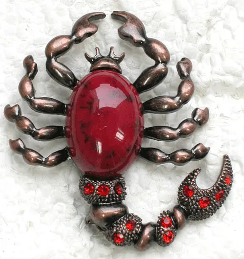Античная Медная красная стразы брошь скорпиона Pin C880 C3|brooch pins|scorpion broochpin pin |