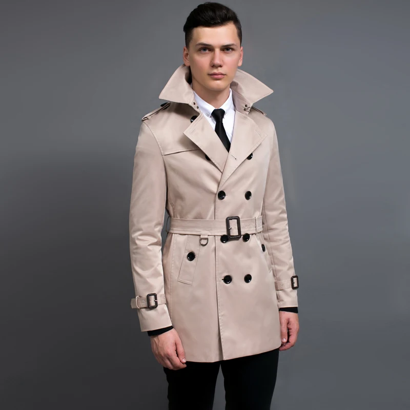 

Minglu Medium Long Mens Coats Luxury Solid Color Double Breasted Mens Jackets And Coats Plus Size 6xl British Style Man Trench