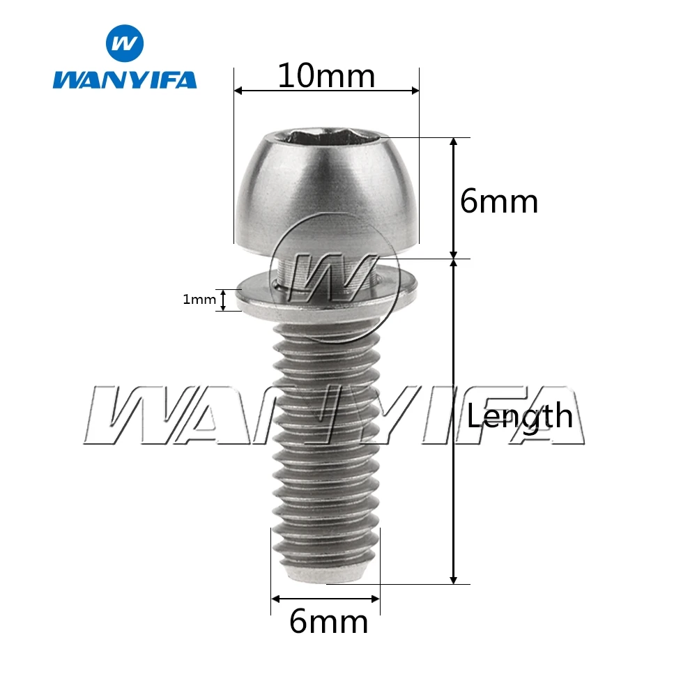 Титановый шариковый конический винт Wanyifa m6x18 мм M6X20 с шайбой 4 болта для