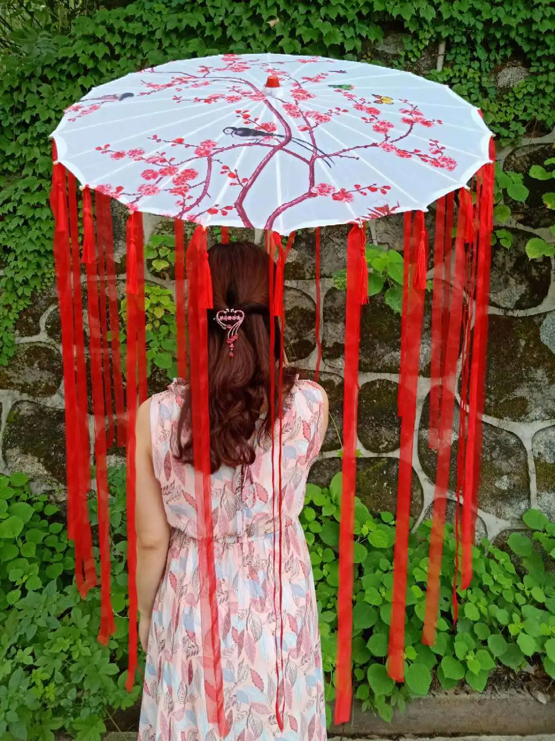 Зонтик с лентами и кисточками, зонтик Cheongsam Hanfu, Классический Шелковый Зонтик для танцев, женский зонтик в китайском стиле Tang ombrello - Цвет: tassel ribbon