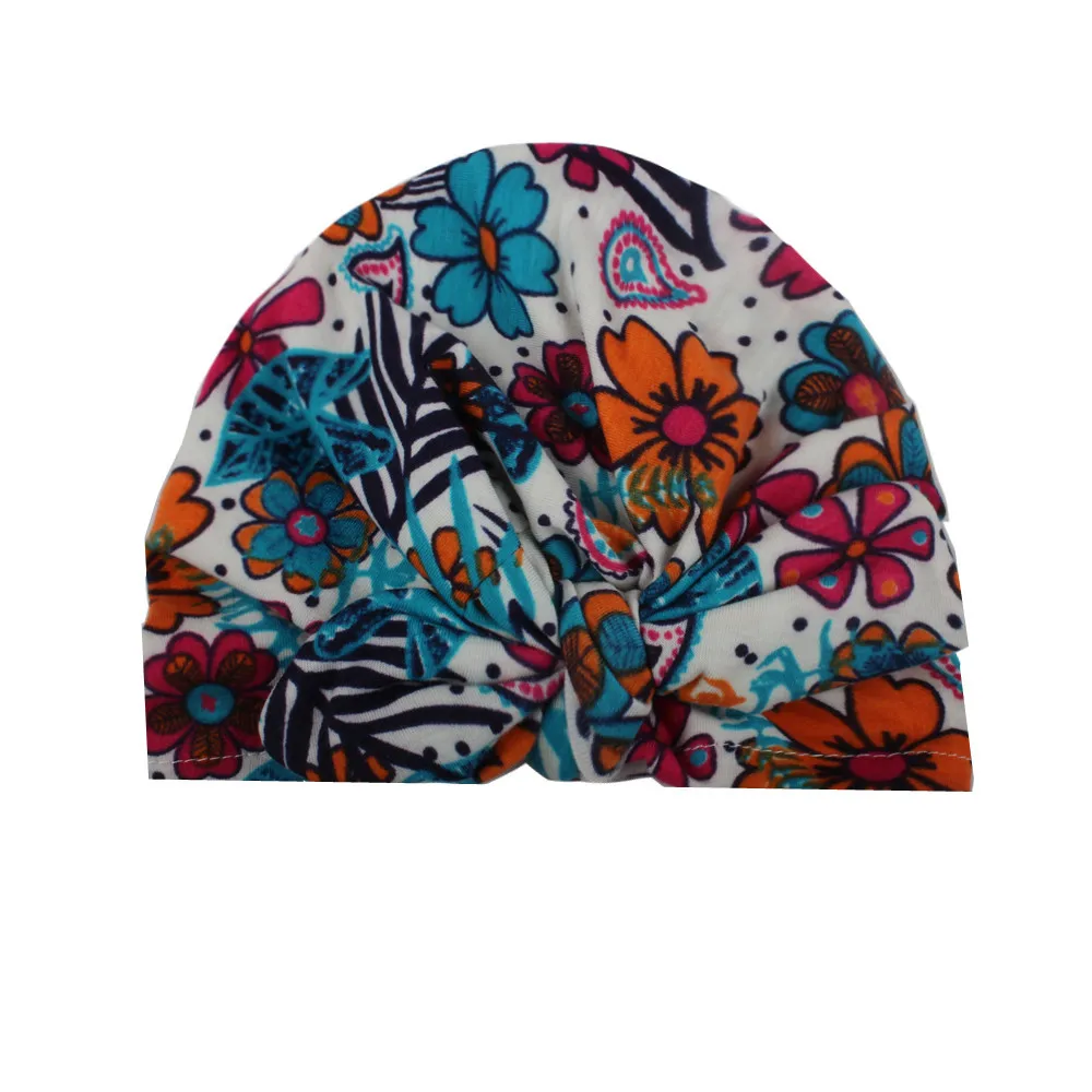 E206978 Sweet Dot Baby Girl Hat with Bow Candy Color Baby Turban Cap for Girls Elastic Infant Accessories 1 PC - Цвет: E206978