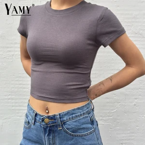 Женская Винтажная футболка, короткий топ черного и белого цветов, летняя Милая Сексуальная рубашка в Корейском стиле, 2019