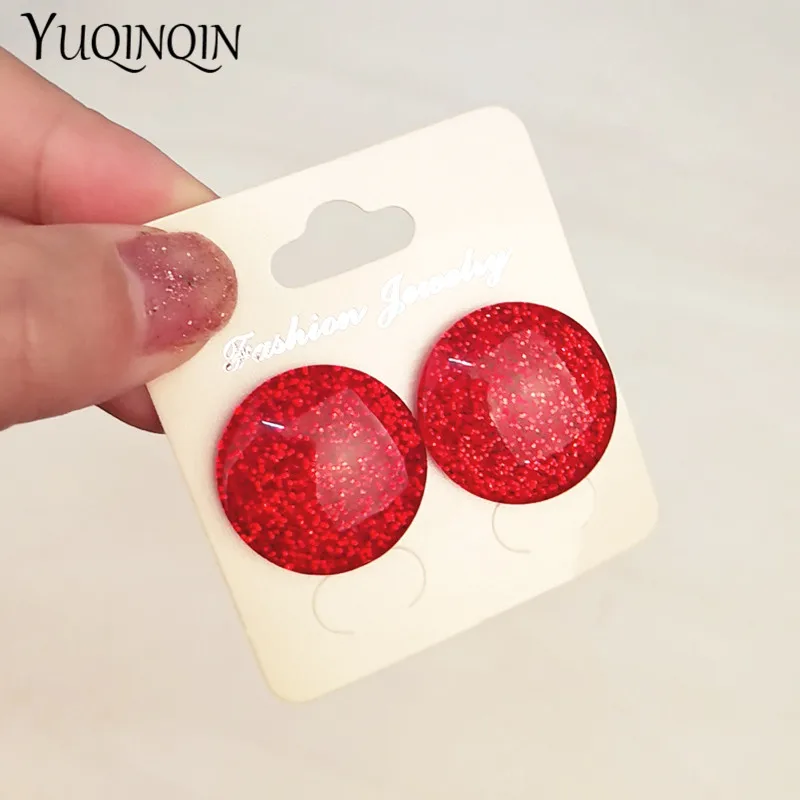 

Trendy Round Red Acrylic Earring for Women Fashion Jewelry Big Geometric Circle Resin Party Earrings For Girls 2019 New Brincos