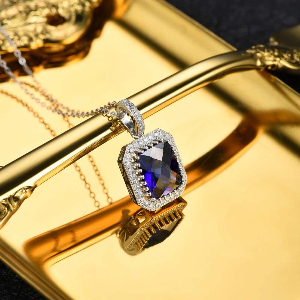 Цепочка с подвеской из серебра 925 пробы голубым камнем карата|pendants for women|pendant