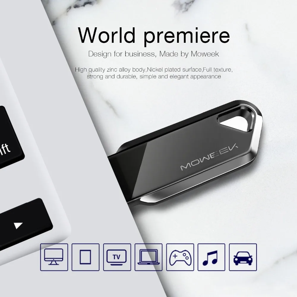 Moweek бизнес USB флеш накопитель M18 металлический 16 ГБ 32 64 128 cle usb 2 0 карта памяти для