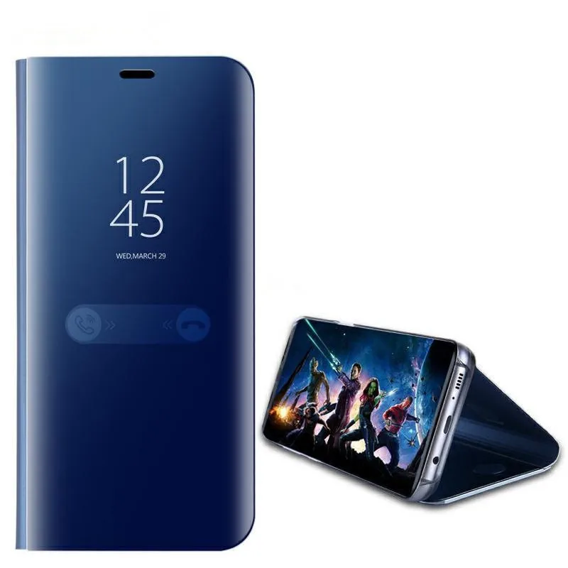 Чехол для Samsung Galaxy A6 A5 A7 A8 J4 J6 J8 2018 зеркальный умный прозрачный флип-чехол Note 9 S9 S8 S7