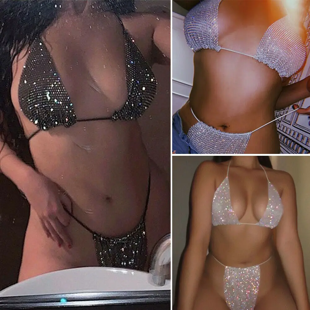 Новый стиль Женский комплект бикини однотонный с блестками купальный костюм