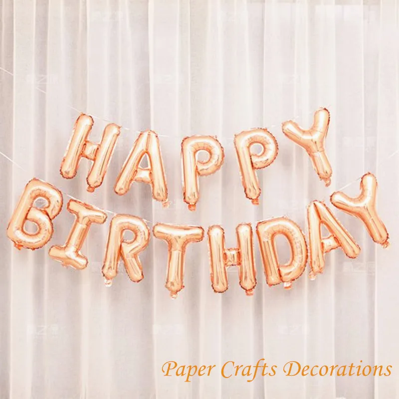 

16inch Rose Gold Self Inflating Happy Birthday Letters Foil Balloon Banner Birthday Party Bunting Decoratinons