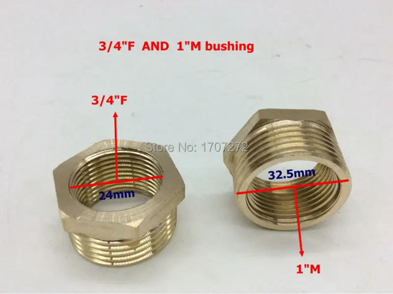 2 шт. 1 &quotMale 3/4&quot Female Inch BSP Длина втулки 19 5 мм латунный Соединительный соединитель