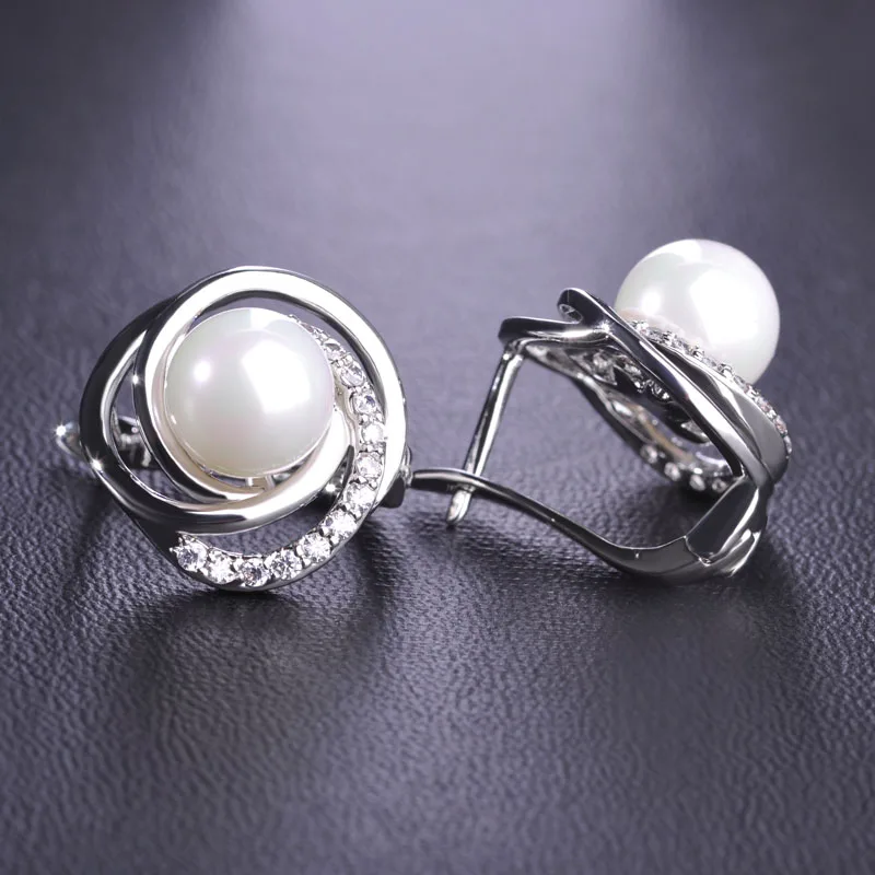 Blucome Имитация Цветка Перлы Ювелирные Наборы Серьги-Гвоздики и Кольцо Для Женщин