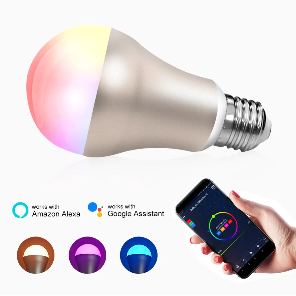 Wi Fi светодиодный умный свет лампы затемнения RGBW Homelights E27 7 W 100 до 264 вольт