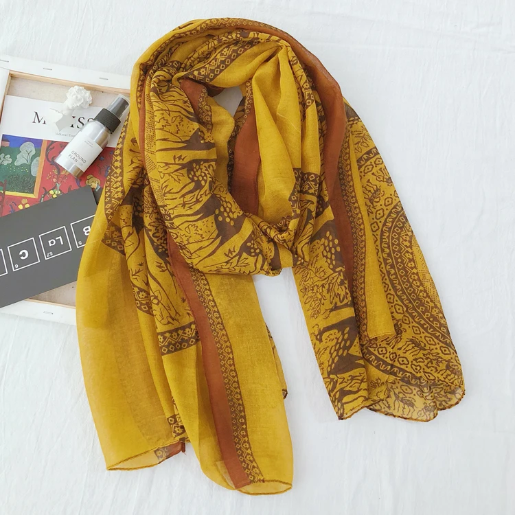 Женский длинный хиджаб с принтом оленя модный шарф-платок животным 2019 |