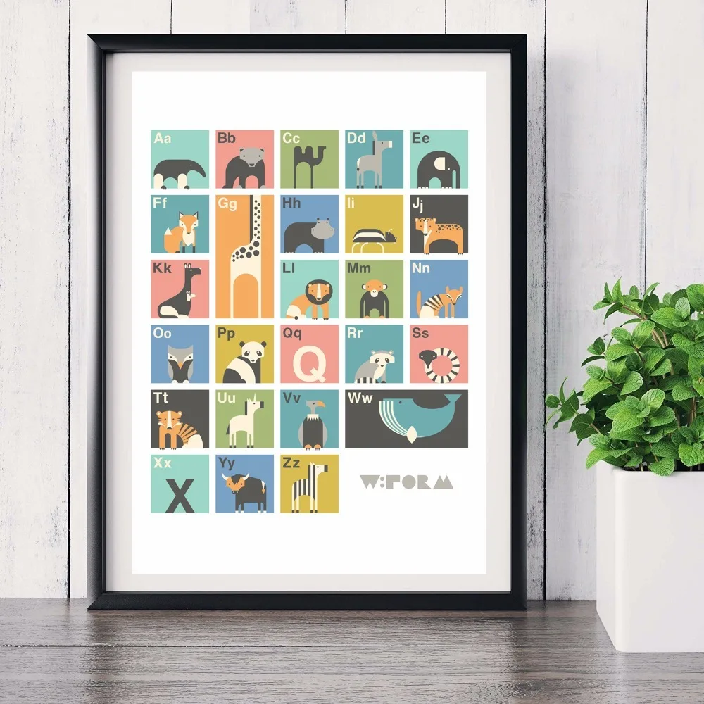 Скандинавский мультфильм дети Алфавит холст Художественная печать картина