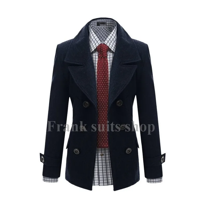 

Custom made 2017 Fashion Men Woolen Coat Casual Business Overcoat Mens Double Breasted Coats Mens High Quality Trench Coat