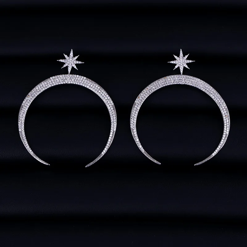 Лучше 65 мм * 50 луна кубические женские серьги из циркония трендовая площадь