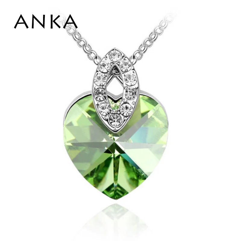 Ожерелье-подвеска из австрийского хрустального сердечка с родиевым покрытием