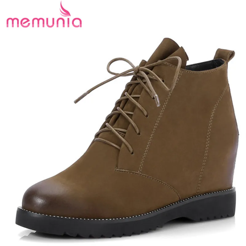 MEMUNIA/2020 г. Новые ботильоны ботинки из натуральной кожи высококачественные модные