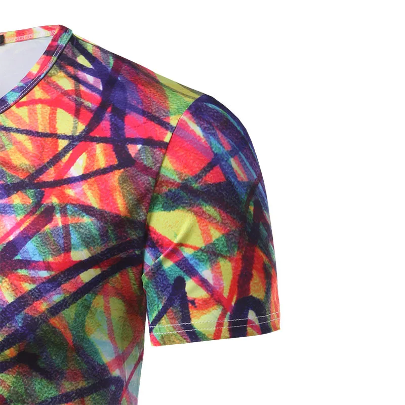 Мужская Мода 2017 Новый Летний мужской Моды Граффити Чернила 3D Печати Повседневная