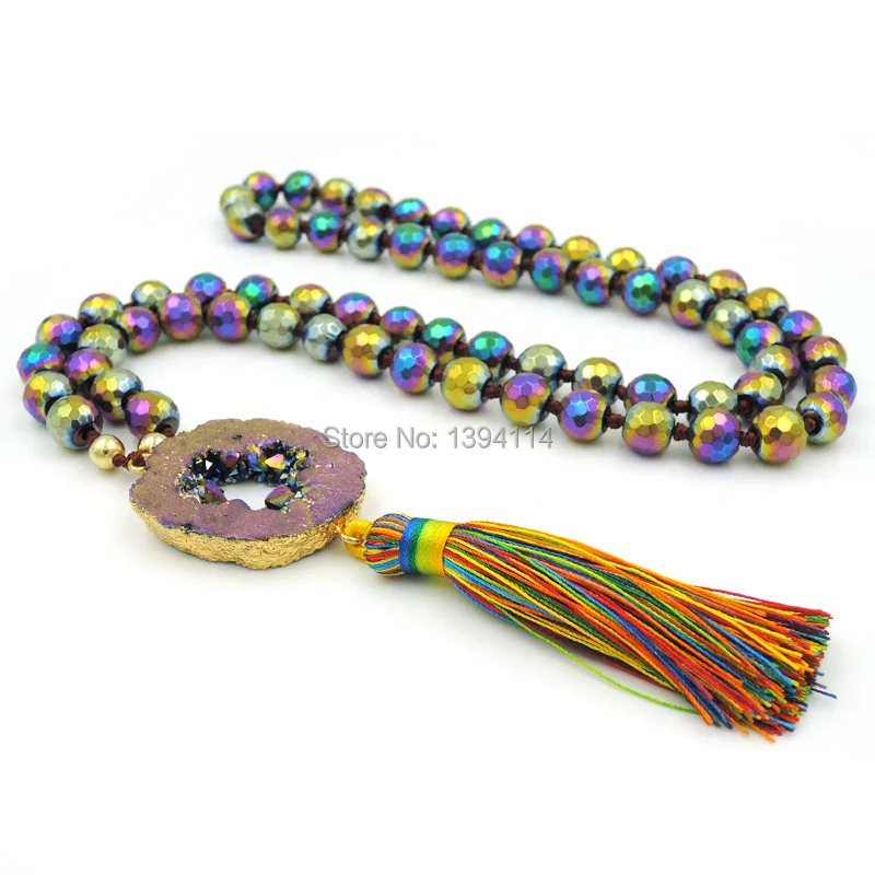 Титан из радужного гематита граненые круглые бусины и Радуга Кристалл фрагмент