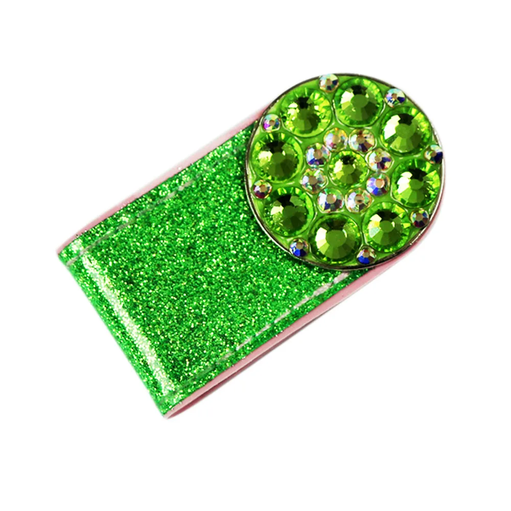 green PINMEI сверкающий ПВХ магнитный зажим для шляп для гольфа, набор для шариковых знаков, Кристалл Гольф-маркер с зажимом для кепки, аксессуары, подарки для леди и детей - Цвет: green