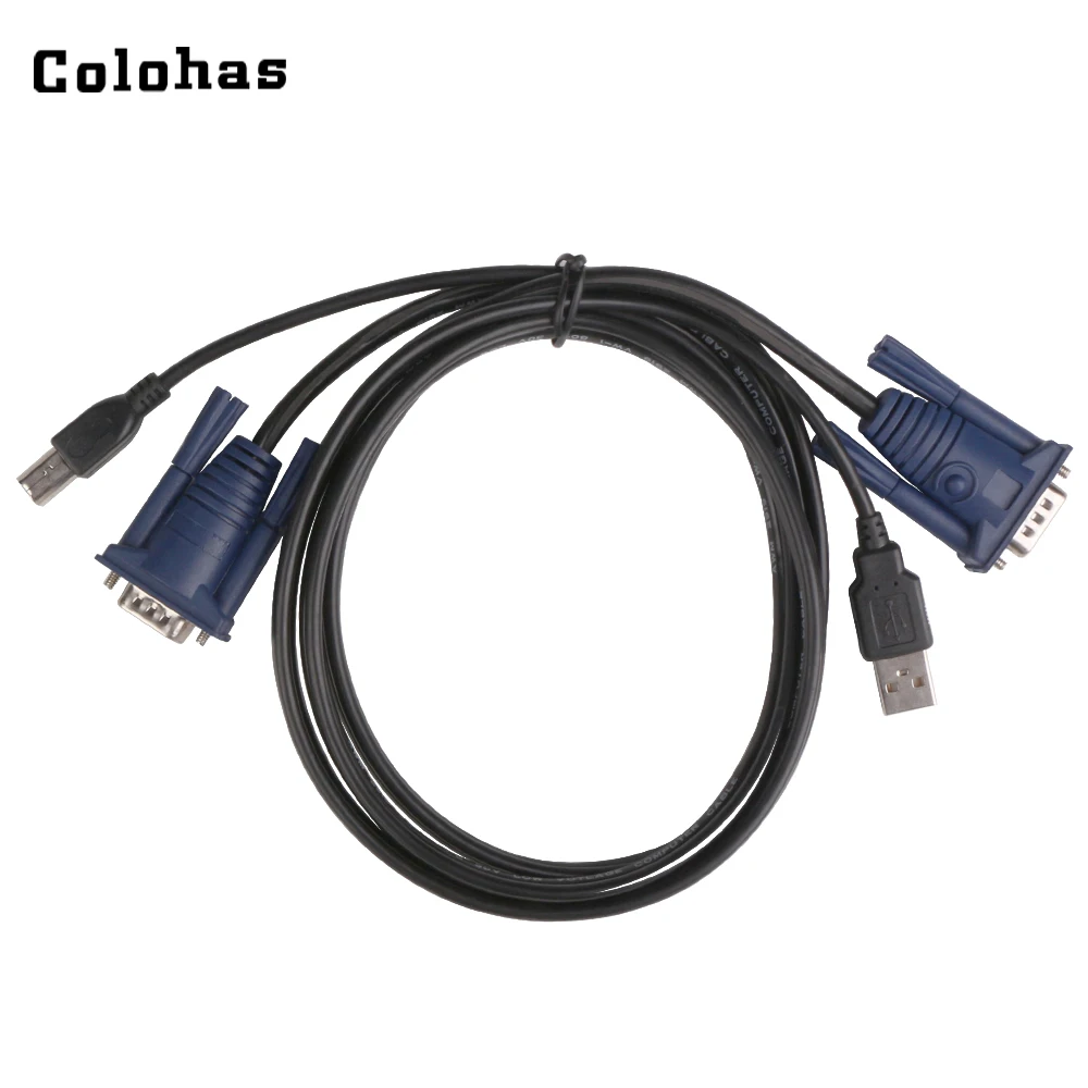 Colohas 1 5 м USB KVM кабель коммутатор 15 Pin VGA провод 2 0 Тип A к B ПК компьютер принтер