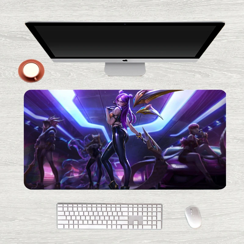 Большой игровой коврик для мыши KDA 80x40 см прочный резиновый League of Legends Настольный