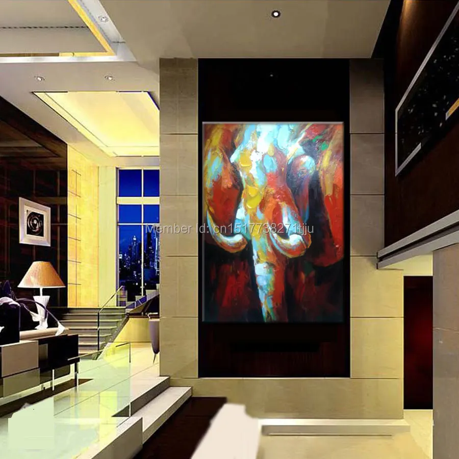 

Hand painted abstract art oil painting on canvas elephant pictures animal decorations for home wall painting for living room