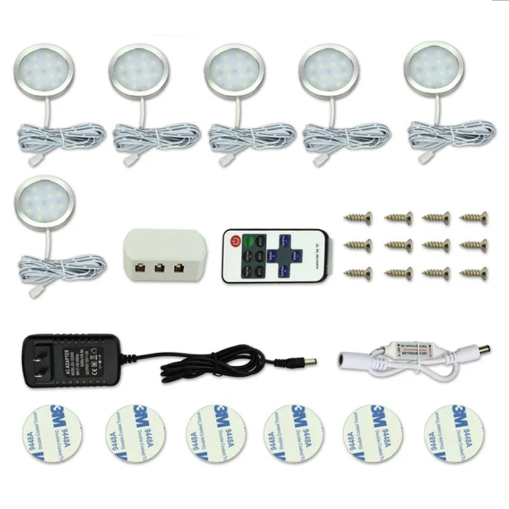6 PCS Under Cabinet Lights LED Light Kitchen Counter 3/4/6/8 PCS Remote Control 12 LED Dimmable Showcase Wardrobe Lighting Night Lamp - Цвет: 6 PCS