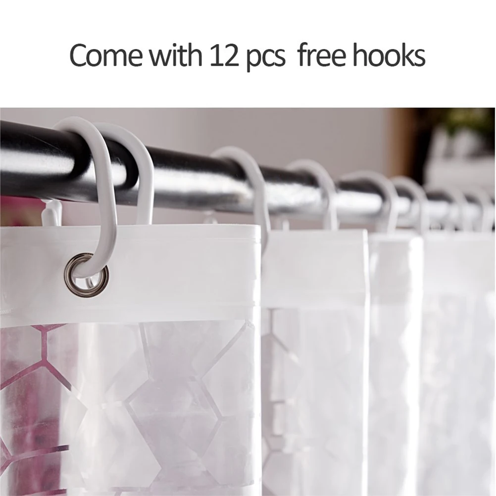 Водонепроницаемая прозрачная занавеска для душа EVA с 12 крючками купания