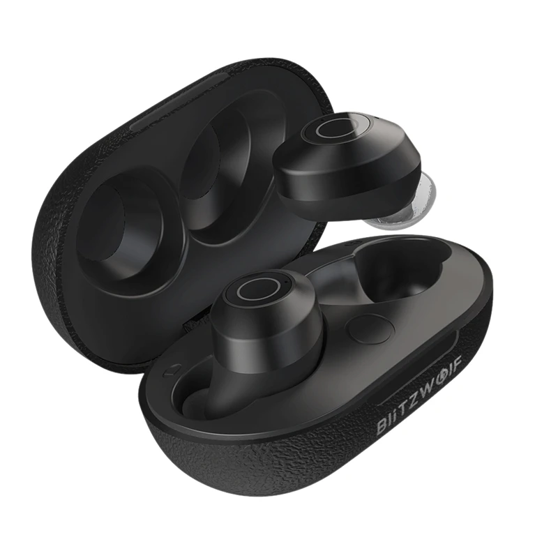 Черный BlitzWolf BW FYE5 bluetooth 5.0 TWS True Wireless Наушники-наушники Наушники спортивного размера Карманные наушники HiFi Бас-наушники со стереозвуком Наушники Пассивное шумоподавление Длинные наушники с аккумулятором - Цвет: Черный