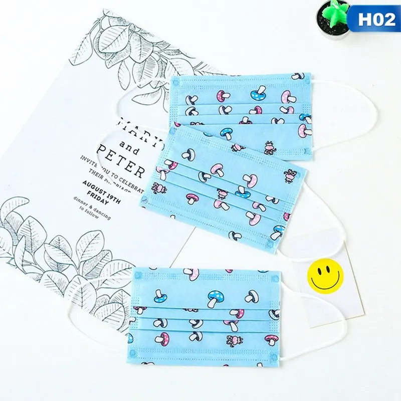 2 Nice 10pcs Kids Disposable Medical Mouth Face Mask Anti-Dust Cover - Color: 2