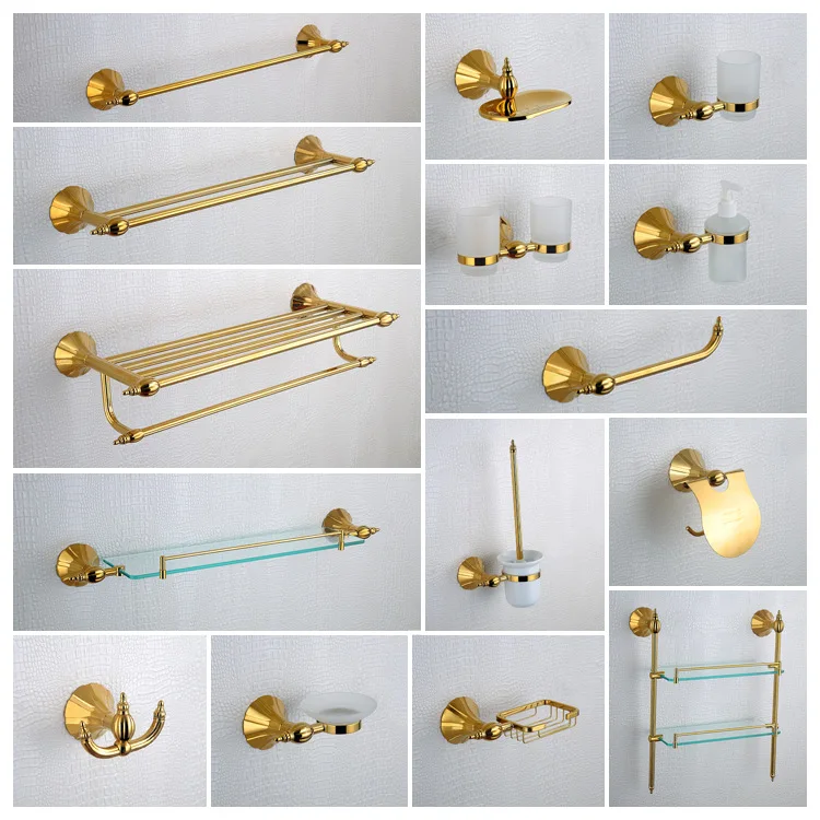 Роскошная латунная Полка для полотенец 15 шт./компл. держатель туалетной щетки