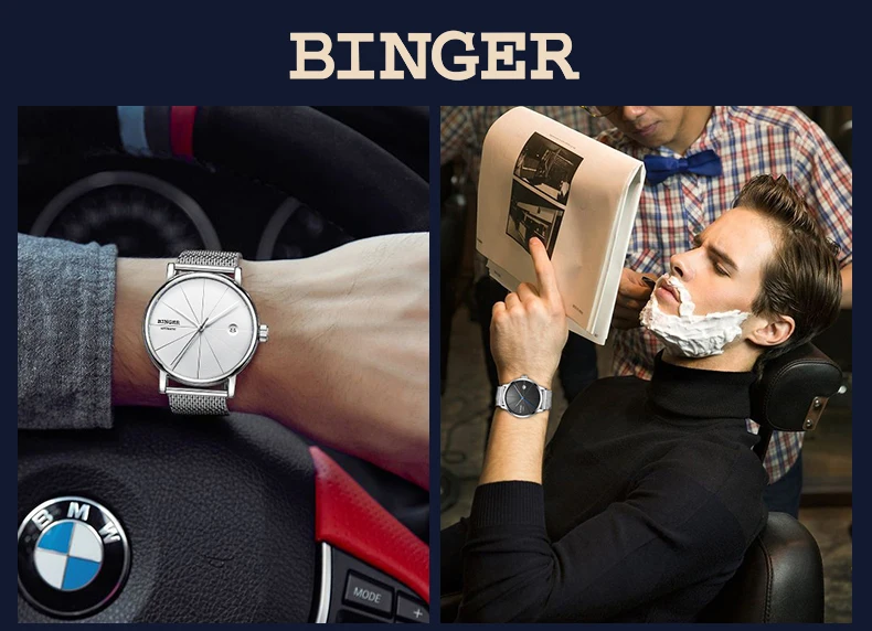 Switzerland BINGER мужские часы Топ люксовый бренд Япония Seiko автоматическое механическое движение часы досуг бизнес синий horloges
