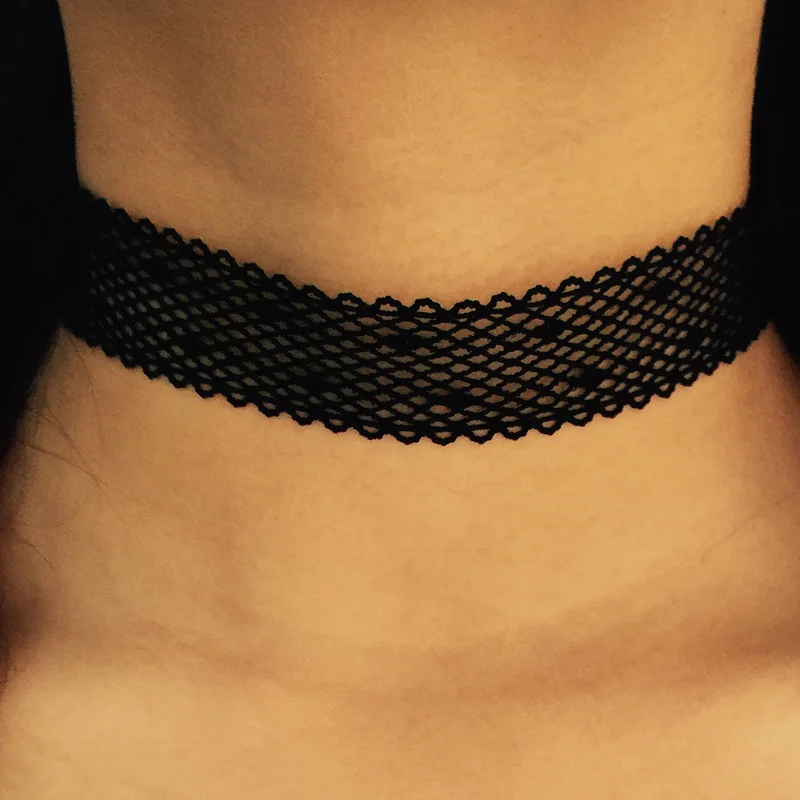 Новое черное кружевное ожерелье-чокер женское волнистое полое ожерелье воротник