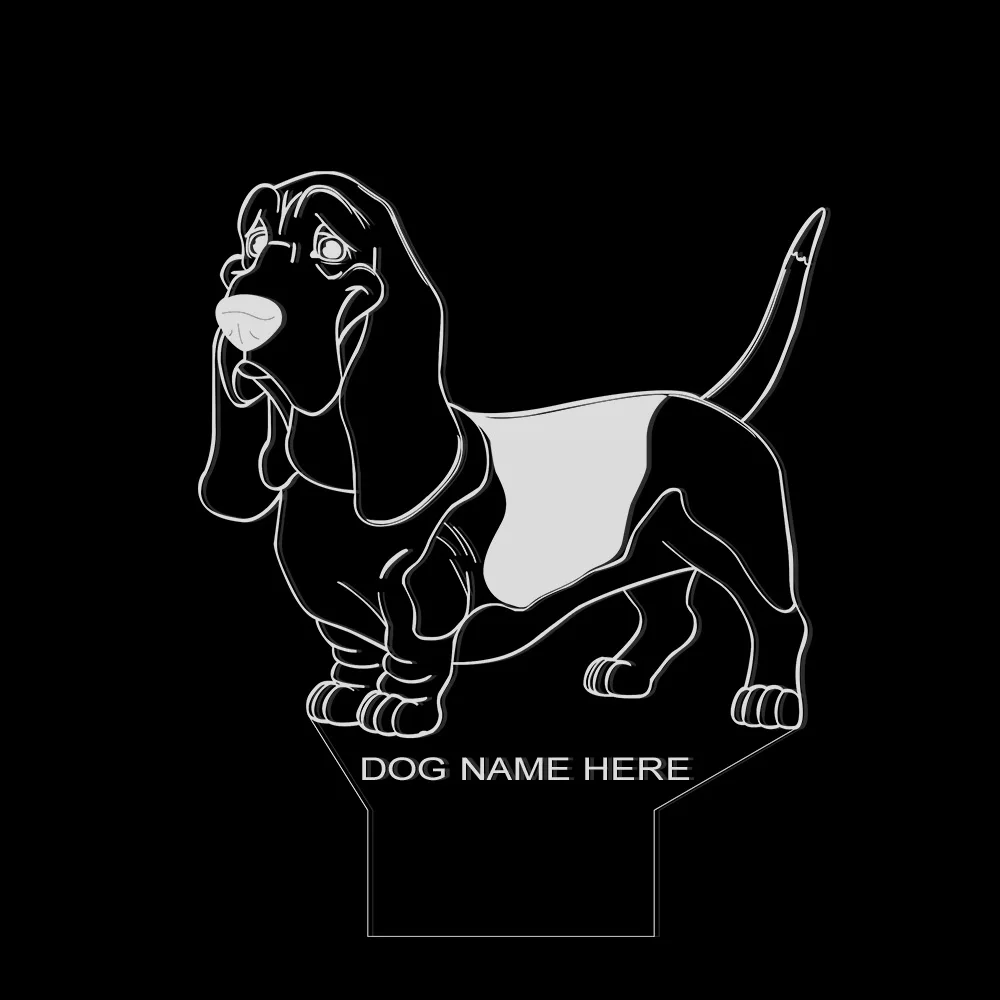 Basset Hound Mood светильник ing 3D Оптическая иллюзия светильник USB Современная Ночная лампа собака животное светящийся светодиодный светильник домашний декор Мопс настольная лампа - Цвет: With custom name