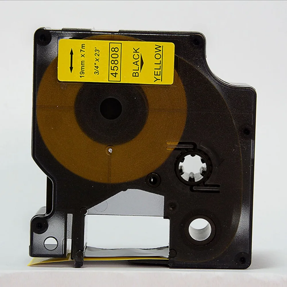 

Grade A quality DYMO compatible D1 label tape cassette 45808 19mm Black on Yellow D1 label printer